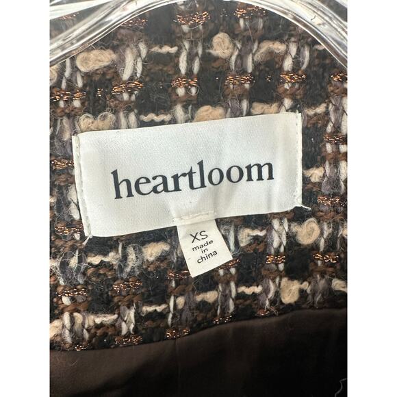 Heartloom Brown Tweed Twee Single Breasted Button Front Saffron Blazer Size XS - Picture 2 of 12